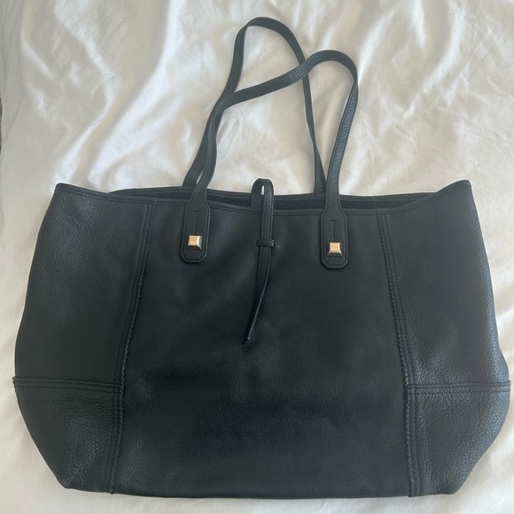 Stella And Dot Large Black Leather Tote - Picture 1 of 2